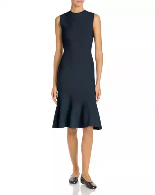 Compact Knit Peplum Midi-Dress