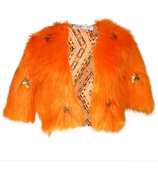 Planet Queen Orange Faux Fur Jacket