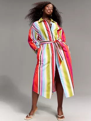 Striped Maxi Shirt Dress
