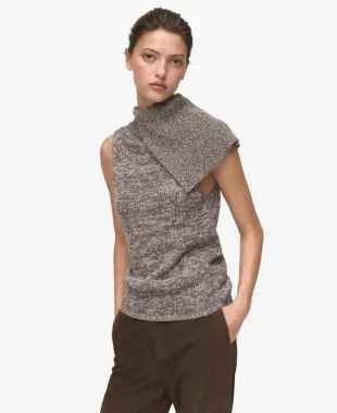Mottled Wrap Collar Sweater