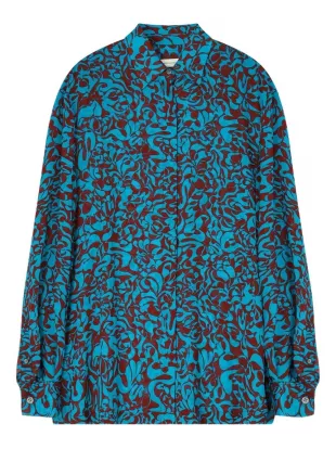 Turquoise Print Loose Shirt