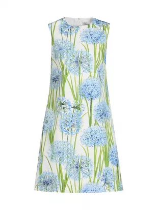 Allium-Print Stretch-Cotton Minidress