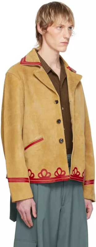 Trefoil Leather-trimmed Suede Jacket
