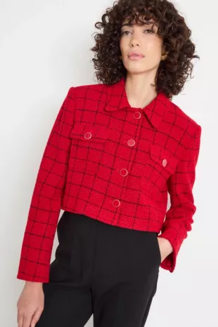 Cropped Basketweave Jacket