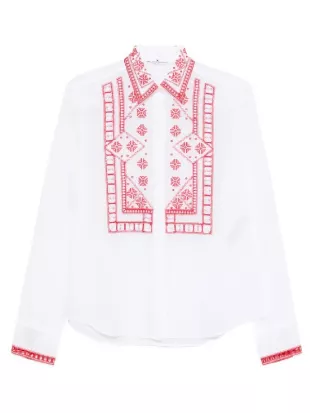 Emily In Paris S06 BTS Emily Cooper Embroidered Shirt