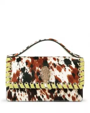 Small Bond Top Handle Cow Print Haircalf Satchel Bag