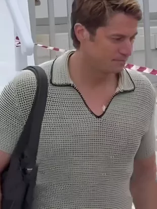 Lucas Bravo Emily In Paris S06 Crochet Polo Shirt