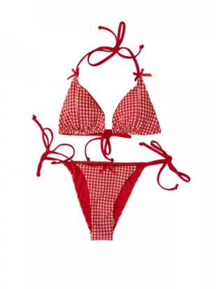 Gingham Red Bikini Set