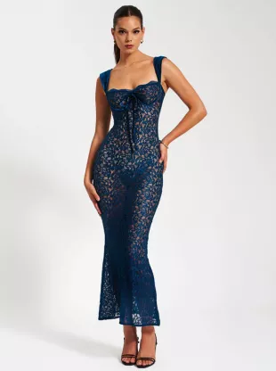 Women's Veronica Teal Lace Maxi Dress