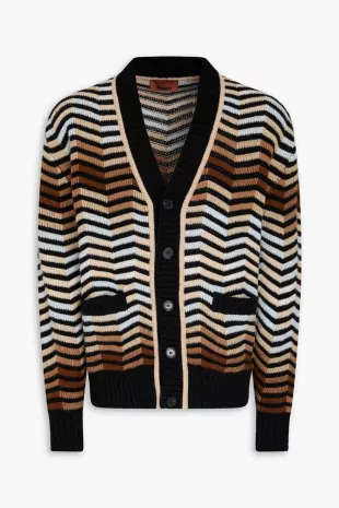 Jacquard-Knit Wool Cardigan