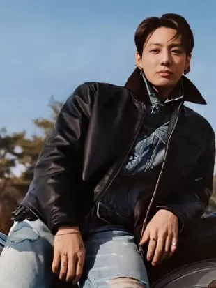 Jung Kook X Black Leather Jacket