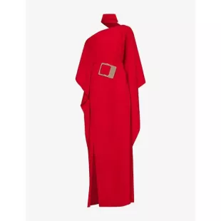 Taylor Off-Shoulder Crepe-Cady Kaftan Red