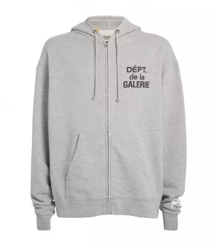 Cotton-Blend Zip-Up Logo Hoodie