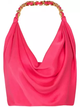 Chain-strap Silk-crepe Top