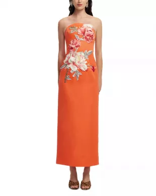 Ava Appliqué Floral Bustier Maxi Dress