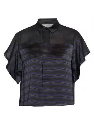 Striped Sheer Yoke Shirt