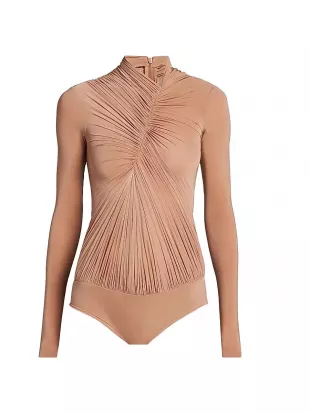Crepe Jersey Draped Bodysuit