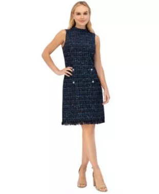 Sleeveless Bouclé Sheath Dress