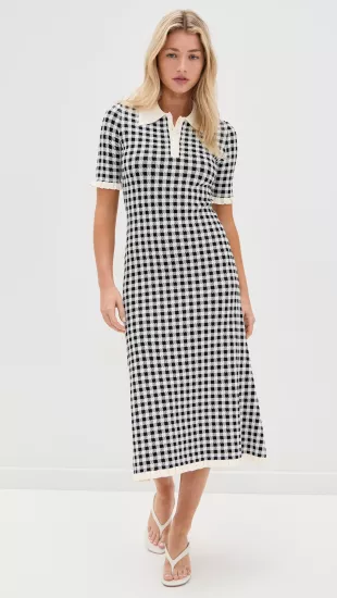 Saige Gingham Knit Midi Dress