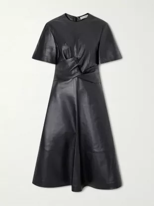 Kirsty Wrap-effect Leather Midi Dress