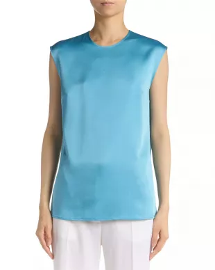Sleeveless Crepe Back Satin Top