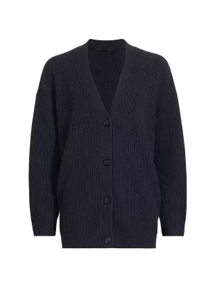 Women's Cashmere Cocoon Cardigan - Heather Navy - Size Large