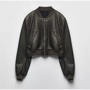 Pardon our interruption...Zara Leather Bomber Jacket