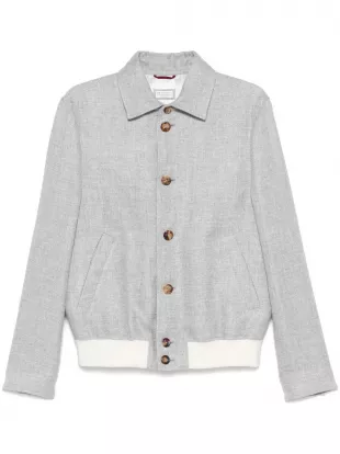 mélange-effect bomber jacket