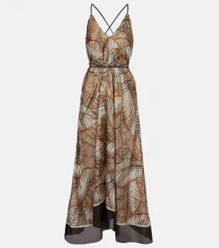 Printed Silk Maxi Dress.