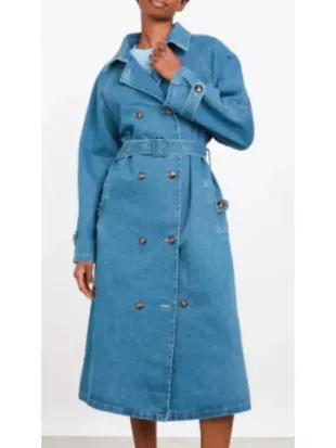 Falling 2026 Rakie Ayola Blue Denim Trench Coat