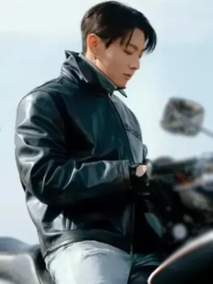 Jungkook Black Leather Jacket