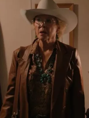 Dutton Ranch 2026 Annette Bening Brown Leather Blazer