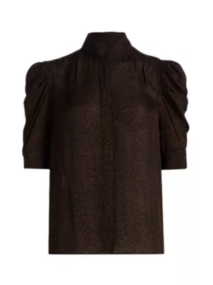 Dutton Ranch Beth Dutton Leopard Puff Sleeves Top