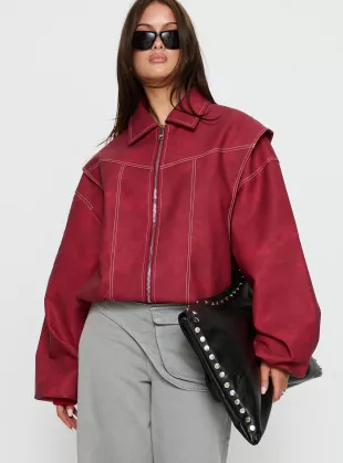 Vista Bomber Jacket in Crimson