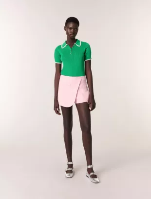 Pointelle Knit Crochet Polo
