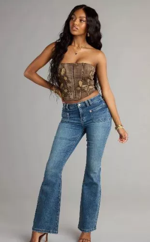 Walk This Way Mid Rise Flare Denim Jeans