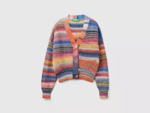 Crew Neck Cardigan in Multicolor