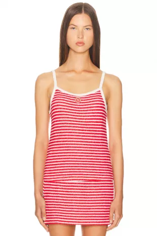 Serif Logo Striped Terry Tank Top