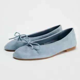 Suede Ballet Flats Light Blue Flats