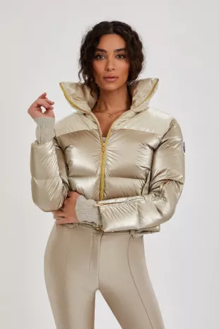 Cropped Bomber Ski Jacket Champagne Shimmer