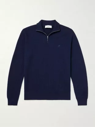 Logo-Embroidered Merino Wool Half-Zip Sweater