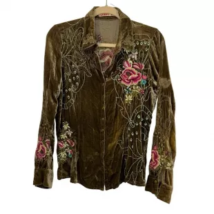Green Embellished embroidered Long Sleeve Shirt