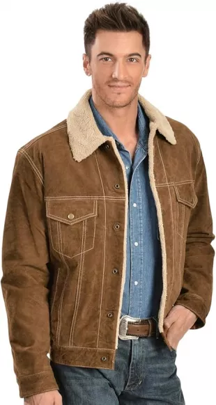 Men's Sherpa Lined Boar Suede Jacket