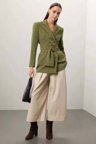 Belted Blazer in olive