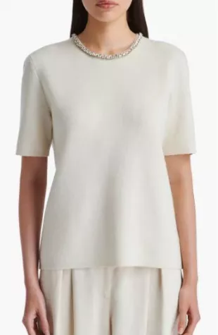 Crystal Embellished Milano Stitch Cashmere Sweater
