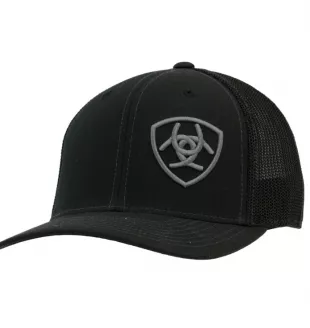 Grey Offset Logo Cap Black
