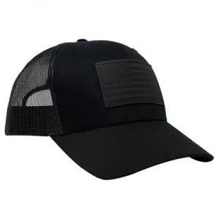 13 STRIPES American Flag Hat – Leather Patch Mesh Back Snapback Hat for Men & Women USA Flag Trucker Hat, Casual Unisex Hat - Blackout
