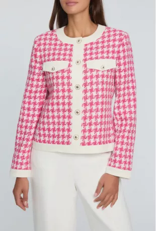 The Farley Houndstooth Check Cotton Tweed Jacket