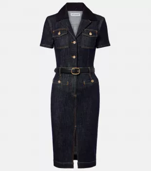 Belted Denim Midi Dress