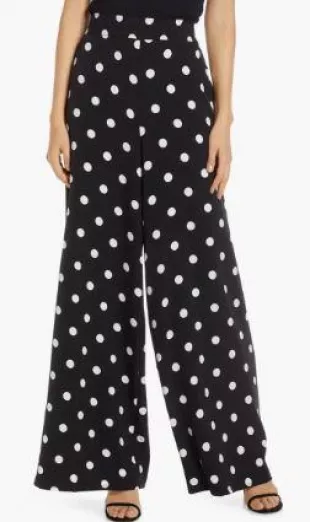 Polka Dot Wide Leg Crepe Pants
